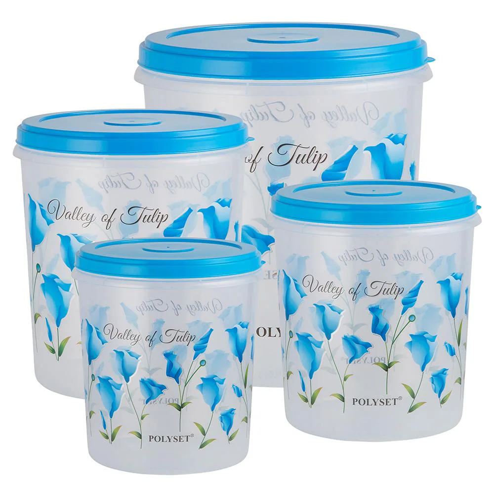 Home One Star Assorted Colour Plastic Container 5 + 7 + 10 + 15 L (Set of 4)