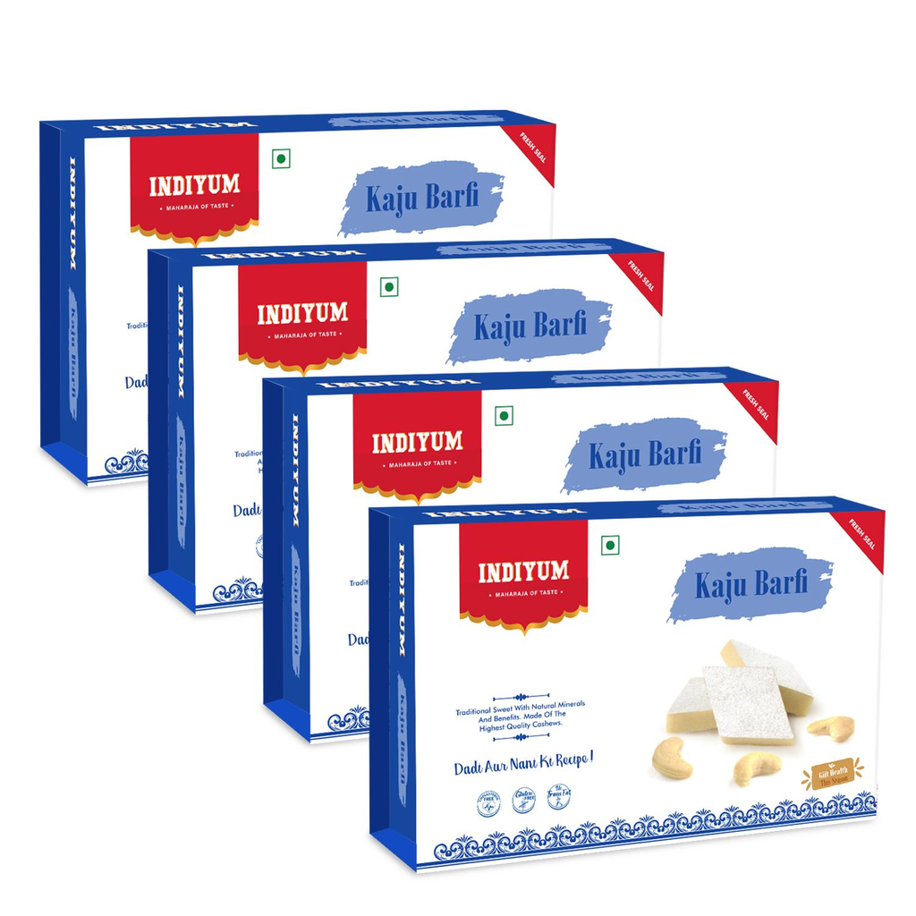 Indiyum Kaju Barfi 800g (200g X 4) | Sweet | Indian Sweets | Mithai