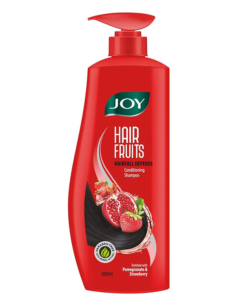 Joy Pomegranate and Strawberry Hairfall Defense Conditioning Paraben Free Shampoo, 650ml (Pack of 1)
