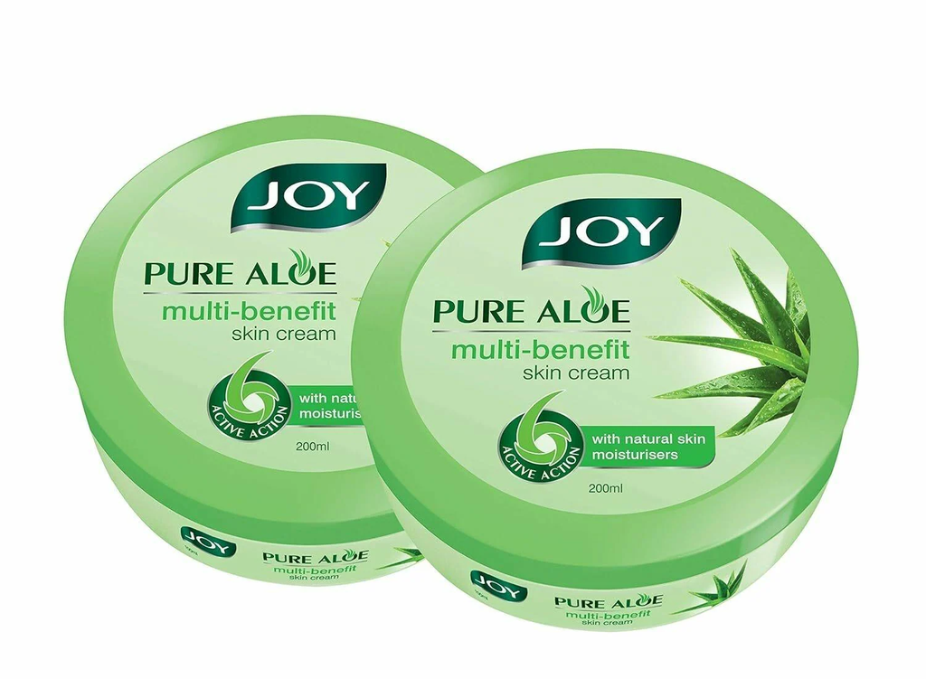 Joy Pure Aloe Multi Benefit Aloe Vera Moisturisers Skin Cream, For Normal to Oily Skin (Pack of 2 X 200 ml)