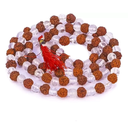 KRIWIN- Rudraksha Sphatik Mala IGL Certified Sfatik Ki Mala Natural Rudraksha with Clear Quartz Saptik Mala Rudraksham Malai Jaap Mala for Wearing Purpose