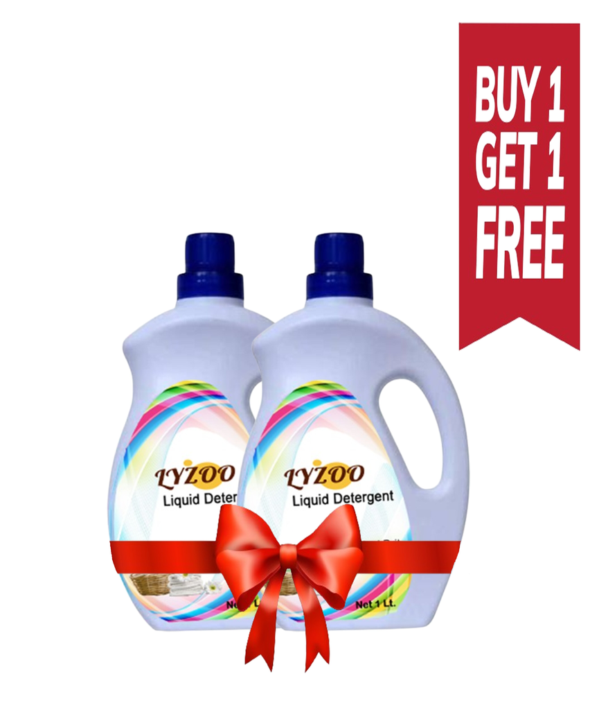 LYZOO Liquid Detergent 2 Liter | Laundry Liquid For Fabric Care | Liquid Detergent For Top Load And Front Load Washing Machine 1 lt ( Buy 1 Get 1 Free)