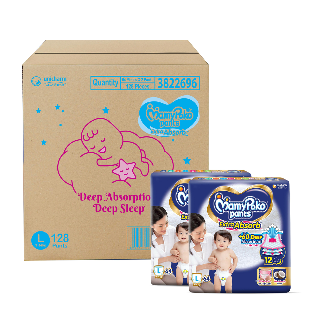 MamyPoko Pants Extra Absorb L128 |Baby Diapers |Large |128 count