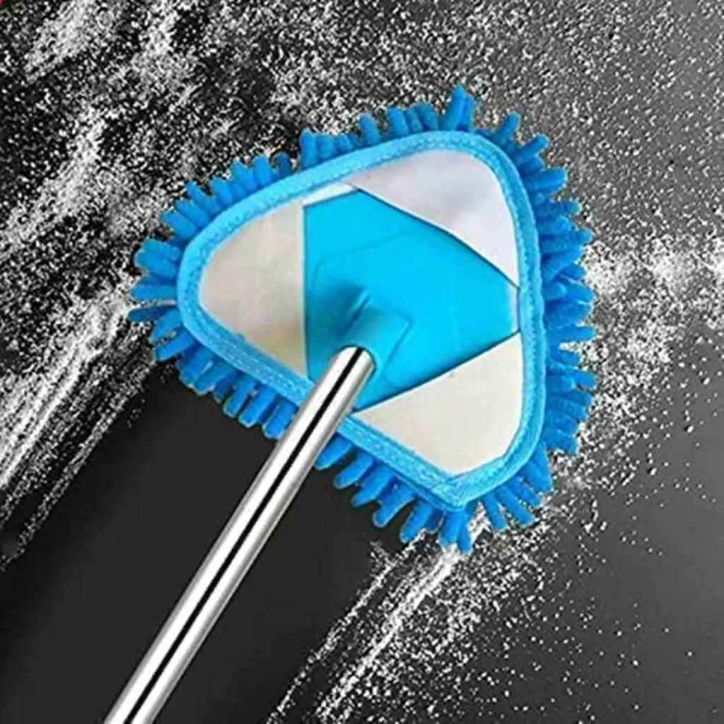 NEPROENT Rotatable Triangle Mop with Long Handle, Microfiber Flat Floor mop Rotatable Cleaning Brush Glass Wiper Window Cleaner Floor Cleaning Car Glass Cleaning Scraper Dust Mop