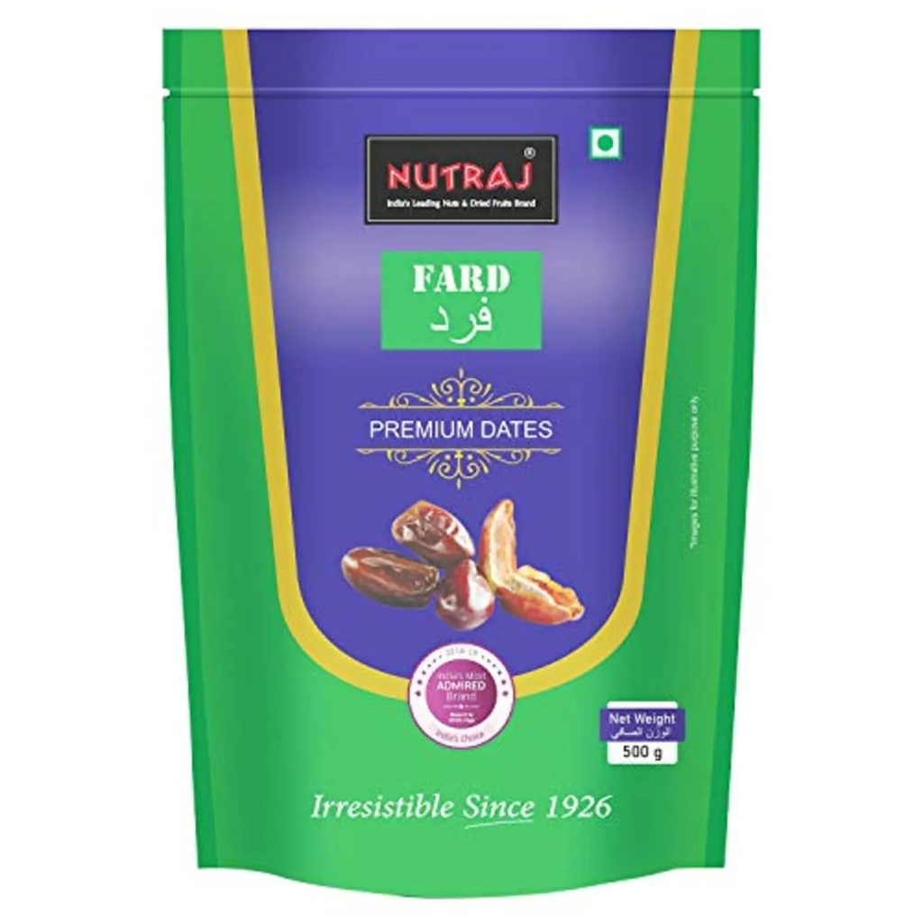 Nutraj Fard Premium Dates 500g -Premium Imported Black Dates. Rich in Iron, Vitamins and Fibre