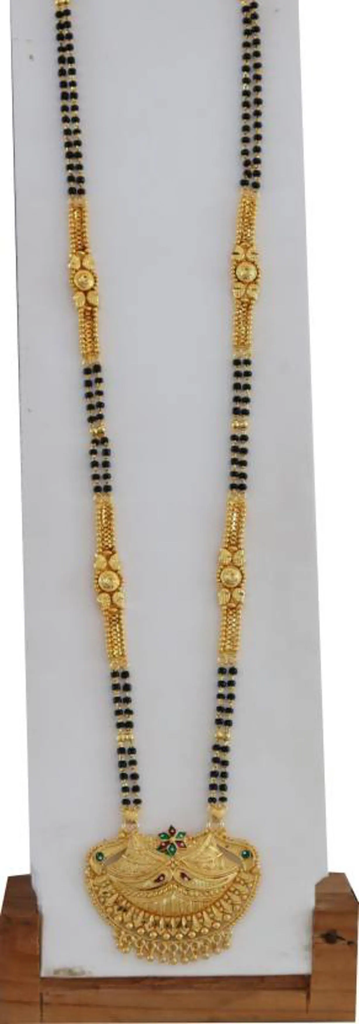 Ramdev Art Fashion Jewellery Gold, Black Gold-Plated Copper, Alloy, Metal Mangalsutra For Women