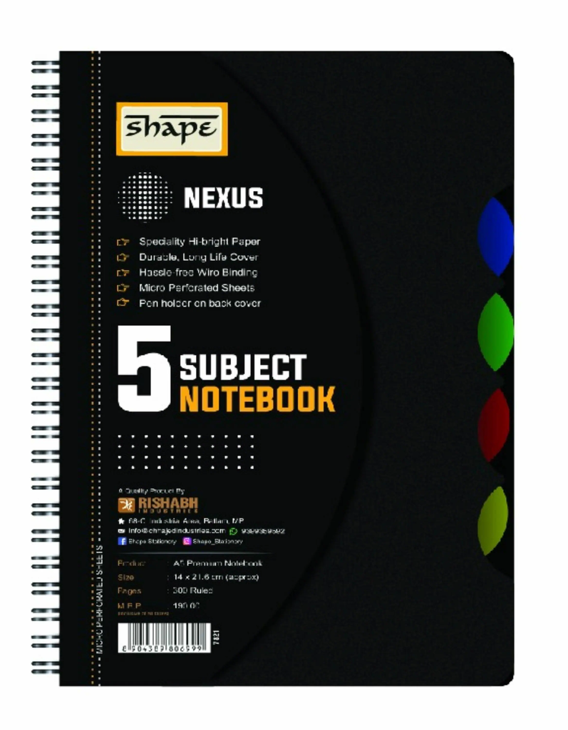 Shape 5 Subject Wiro Nexus Plastic Diary Single Line - B5