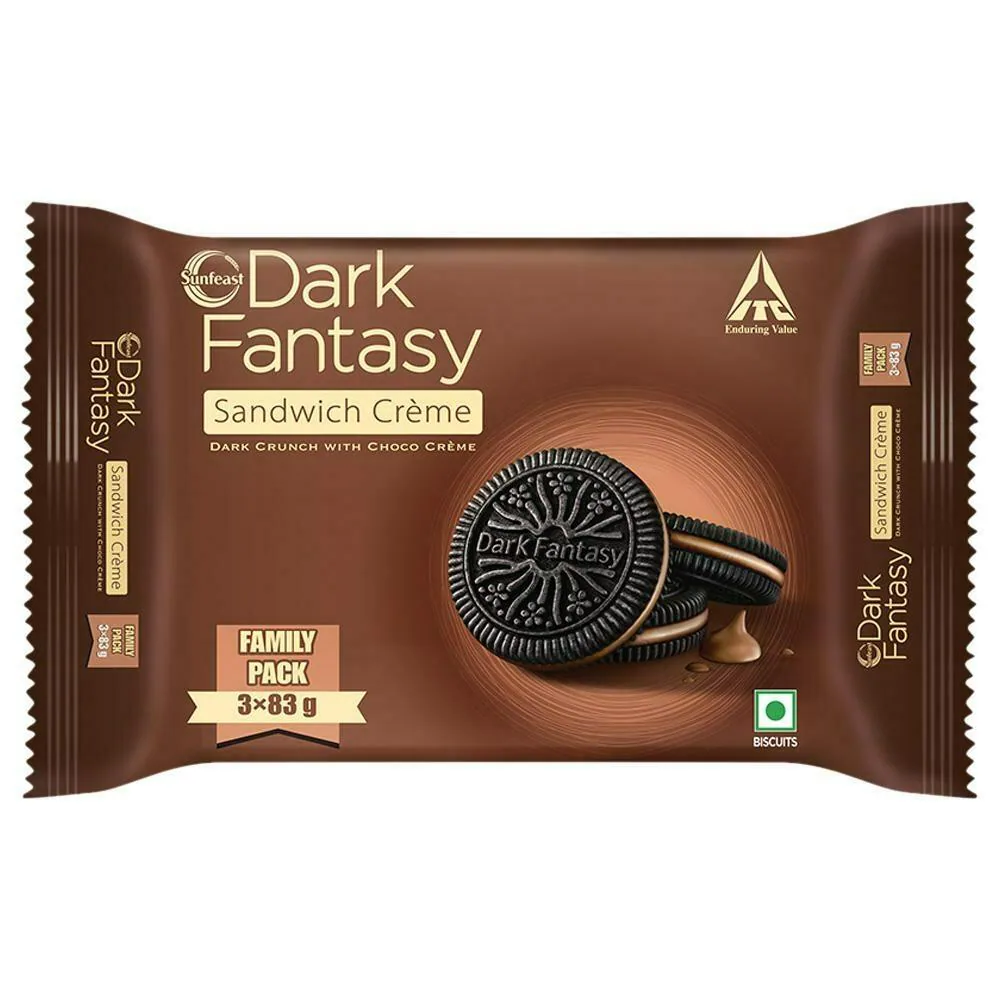 Sunfeast Dark Fantasy Choco Creme Biscuits 249 g (Pack of 3)