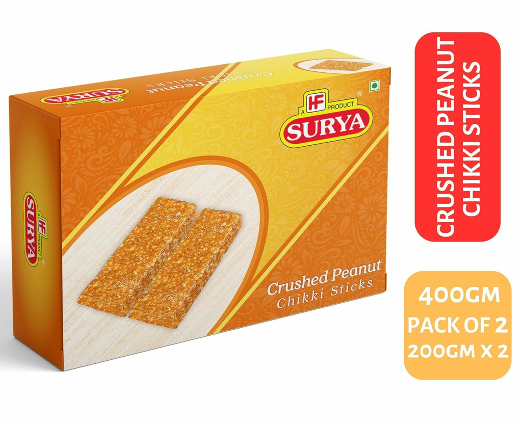 HF, Surya 400g Crushed Peanut Chikki (Pack of 2; 200g each) (2 x 200g)