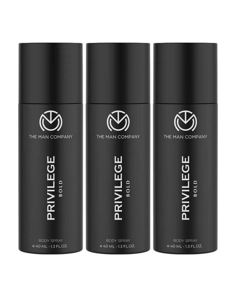 The Man Company Privilege Bold Deodorant for Men | Premium Fragrance Body Spray | Long-Lasting Smell | Perfect Deo For Everyday Use | Gift for Him - Pack of 3 (40ml*3)