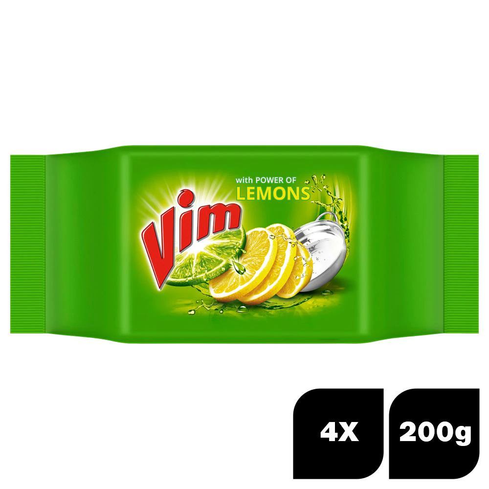 Vim Lemon Dishwash Bar 4x200 g