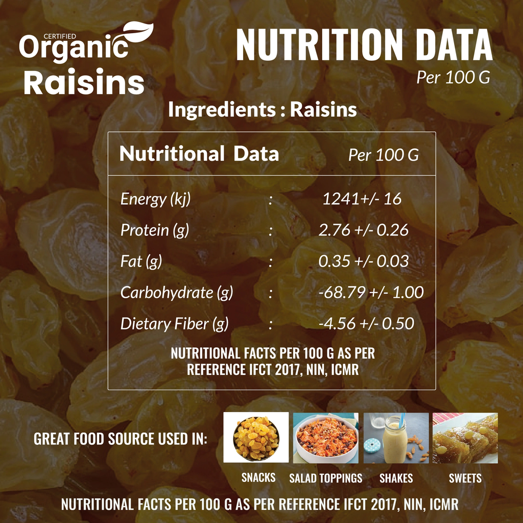 Organic Raisin /Kishmish - 1000 gms ( Pack of 4 , NPOP Certified) I Green Blossom