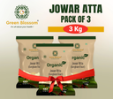 Organic Jowar Atta / Sorghum Flour - 3 Kg (1 Kg, Pack of 3) I Green Blossom