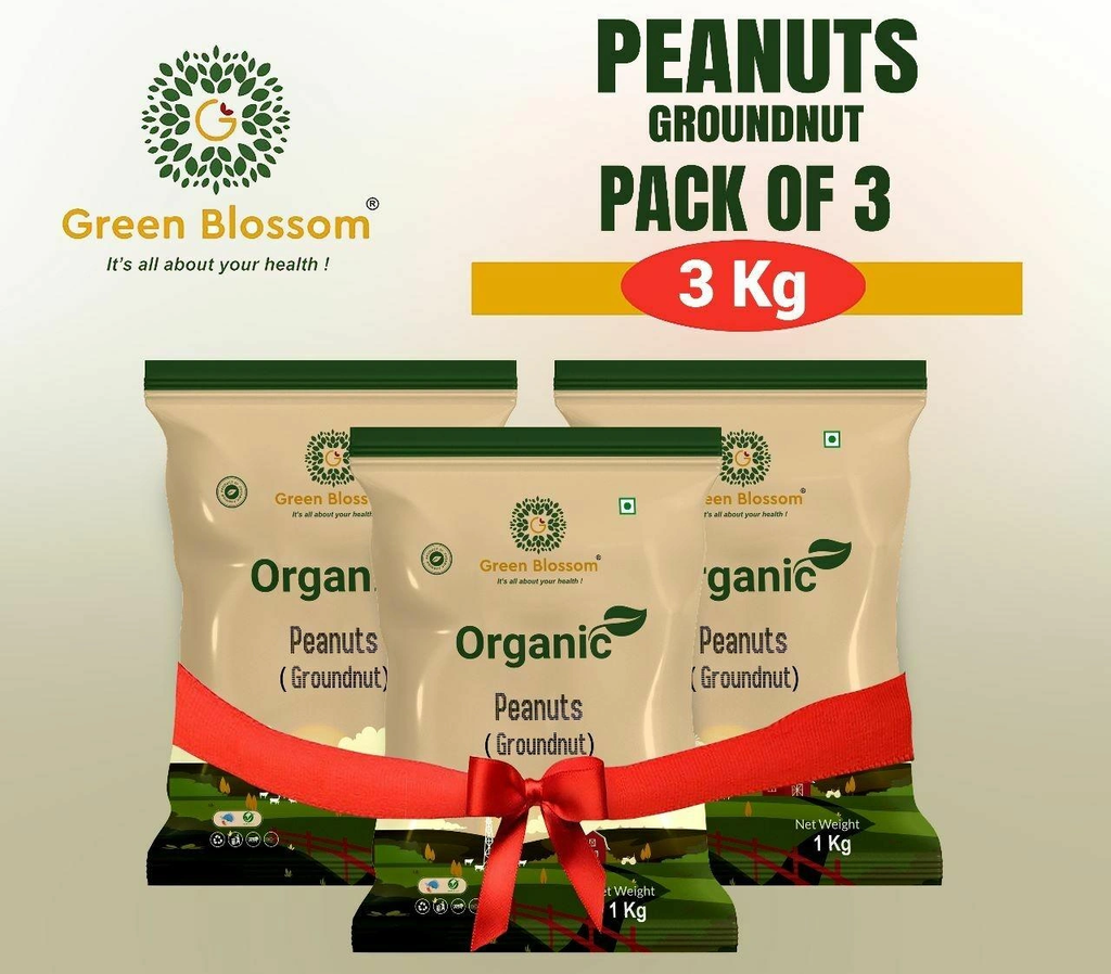Organic Peanut (Groundnut) - 3 Kg (Pack of 3 , 1 Kg) I Green Blossom