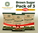 Organic Brown Sugar - 3 Kg (1 Kg,Pack of 3) I Green Blossom