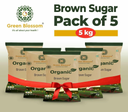 Organic Brown Sugar - 5 Kg (1 Kg, Pack of 5) I Green Blossom