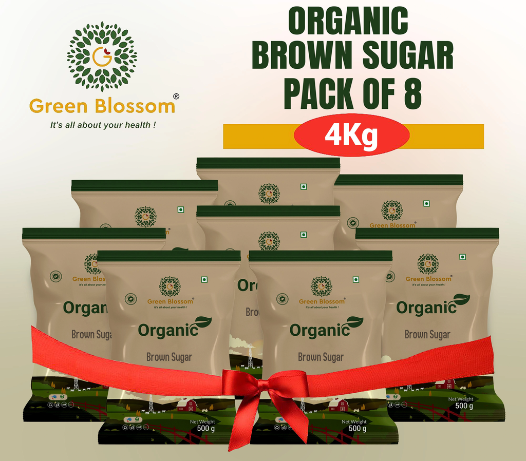 Organic Brown Sugar - 4 Kg (500 gms, Pack of 8) I Green Blossom