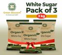 White Sugar (Sulphur less) - 3 Kg (1 Kg, Pack of 3) I Green Blossom