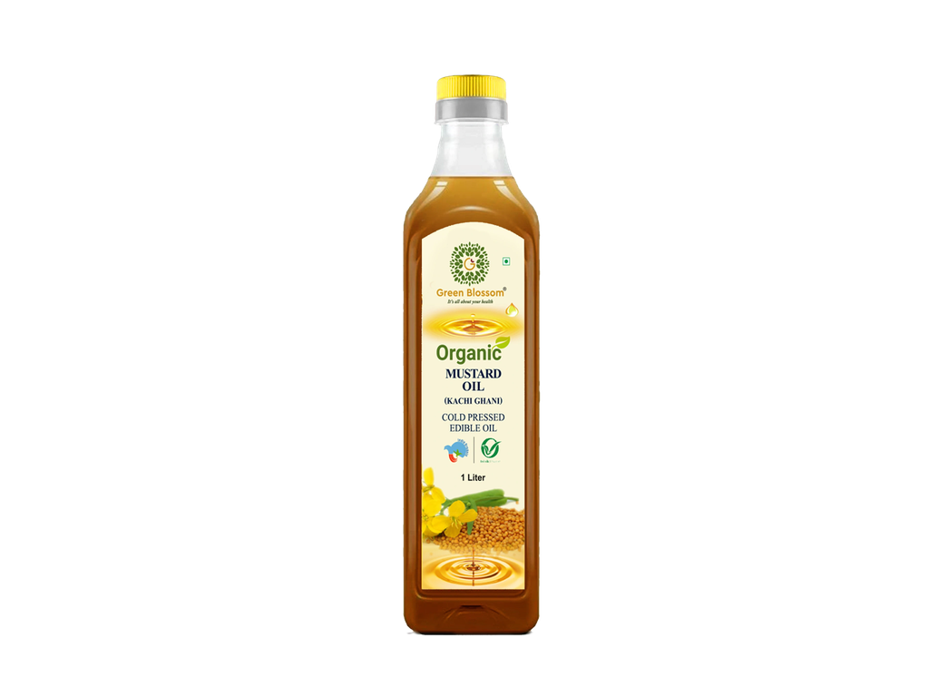 Organic Mustard Oil ( Kachi Ghani) - 1 Ltr (Pack of 1) I Green Blossom
