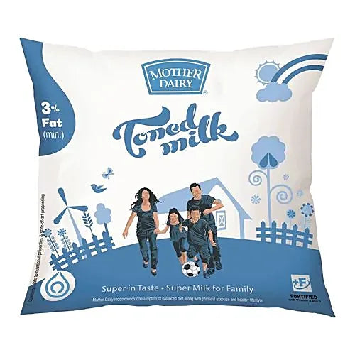 Mother Dairy Toned Milk, 500 ml Pouch