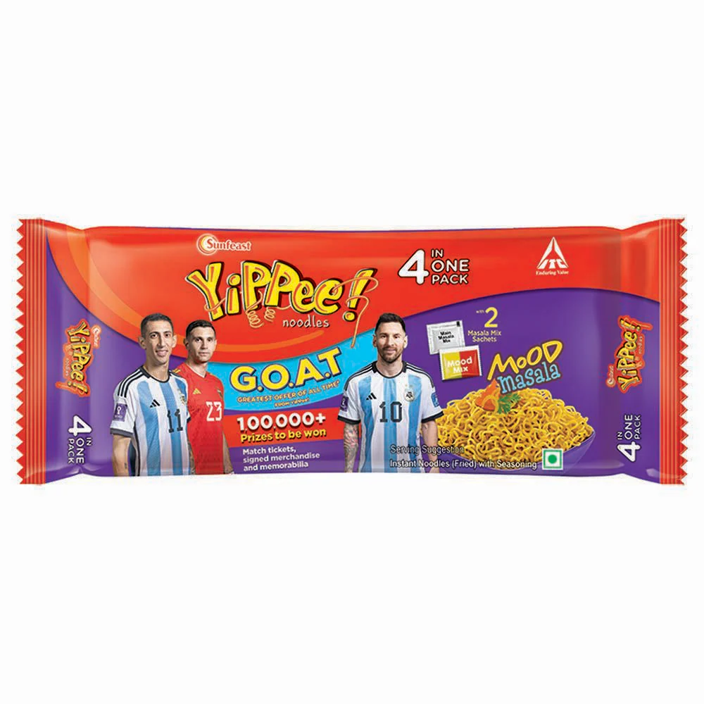 YiPPee! Magic Mood Masala 4 Block Instant Noodles | Long, Non-Sticky With Real Vegetables 280g