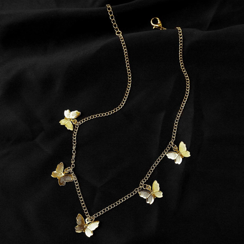AJS Women's Necklace Beautiful Bohemian Lady Necklace Gold Butterfly Chain Fashion Women Necklace Butterfly Necklaces | gold pendant | Fashion neck chain for women (Pack Of - 1)