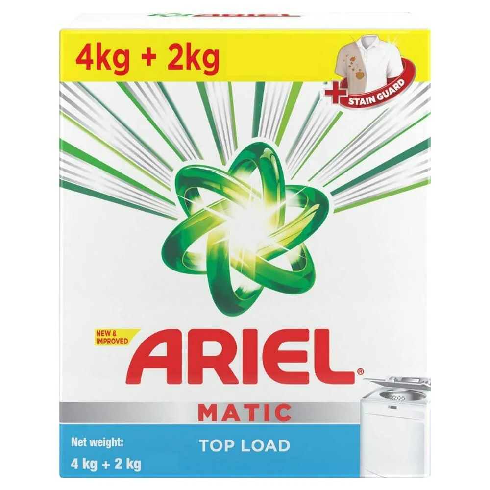 Ariel Matic Top Load Detergent Powder 4 kg (Get Extra 2 kg Free)