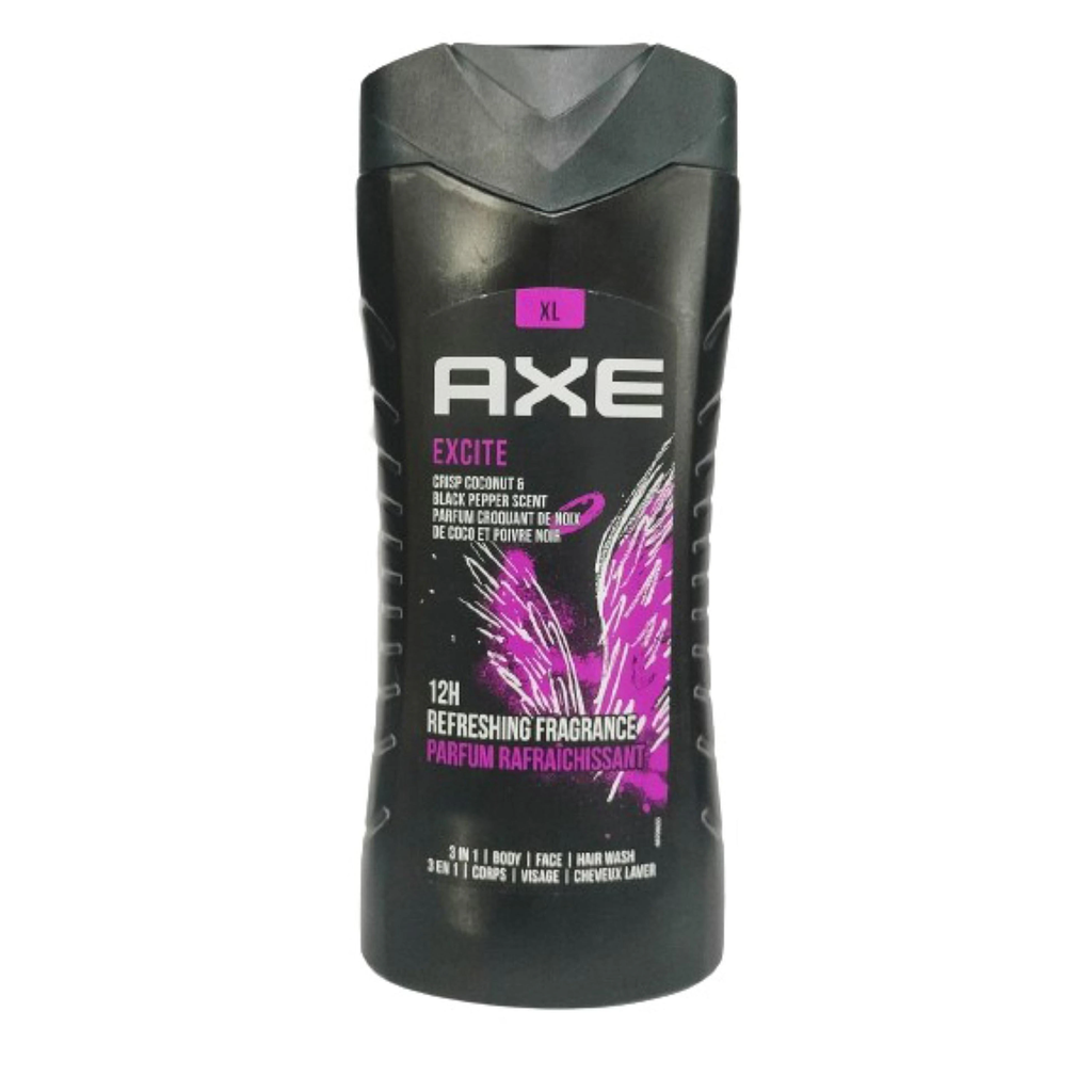 Axe Dark Temptation 3 In 1 Body, Face And Hair Wash For Men, Long-Lasting Refreshing Dark Chocolate Fragrance, 400 Ml Lux