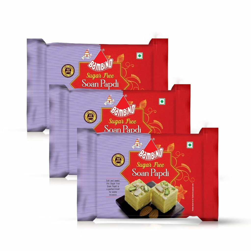 Bambino Soan Papdi Sugar Free Each 200 Gms X Pack of 3 (600 Gms) I Diwali Sweets Pack