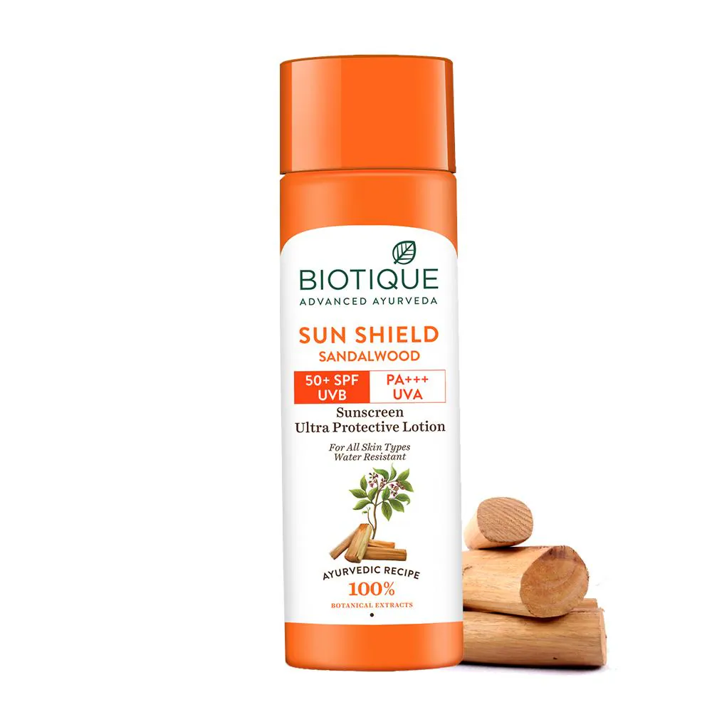 Biotique Sandalwood Sunscreen Ultra Soothing Face Lotion, SPF 50+ |Ultra Protective Lotion| Keeps Skin Soft, Fair and Moisturized| Water Resistant| For All Skin Types| 190ml