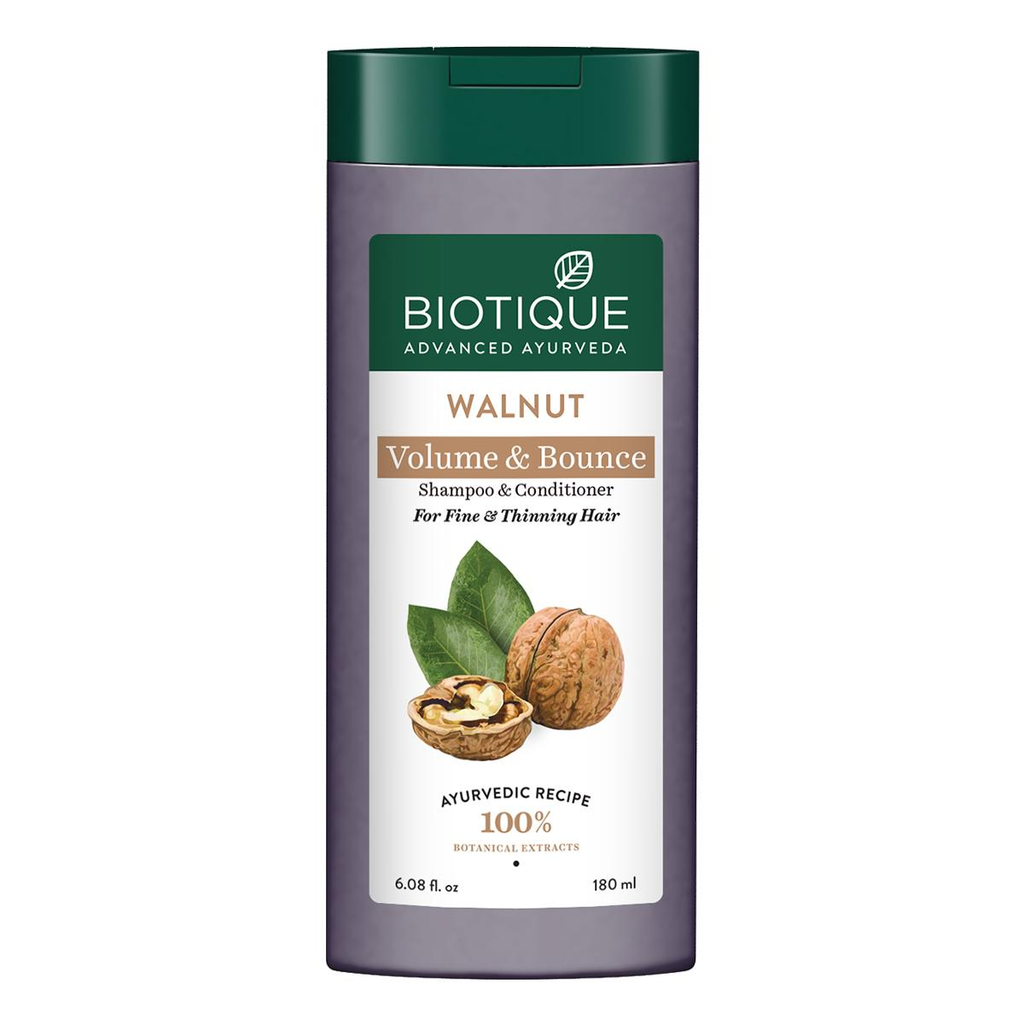 Biotique Walnut Bark Volumizing Shampoo for Fine & Thinning Hair 180 ml (Pack of 2)
