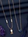 Brandsoon Neck Chain Beautiful Moti and eyes Design Casual Brass Gold Plated 2Combo Women's and Girl's Chain and pendent