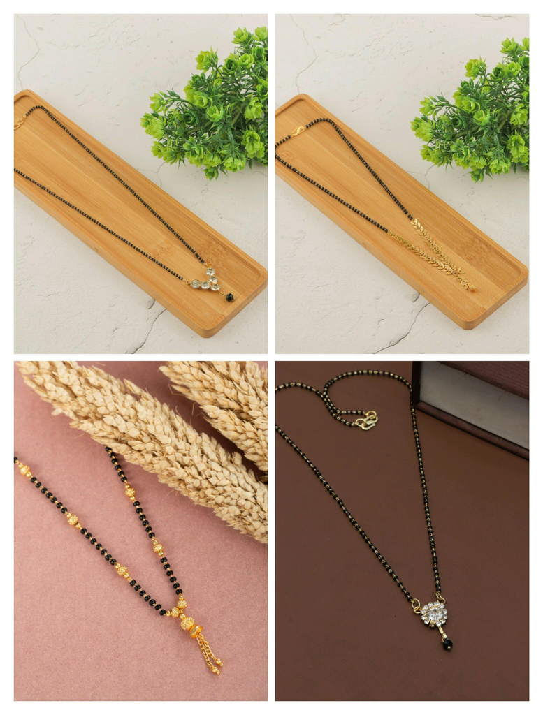 Brandsoon Women's Pride Traditional pack of 4 diamond Gold Plated Alloy Mangalsutra