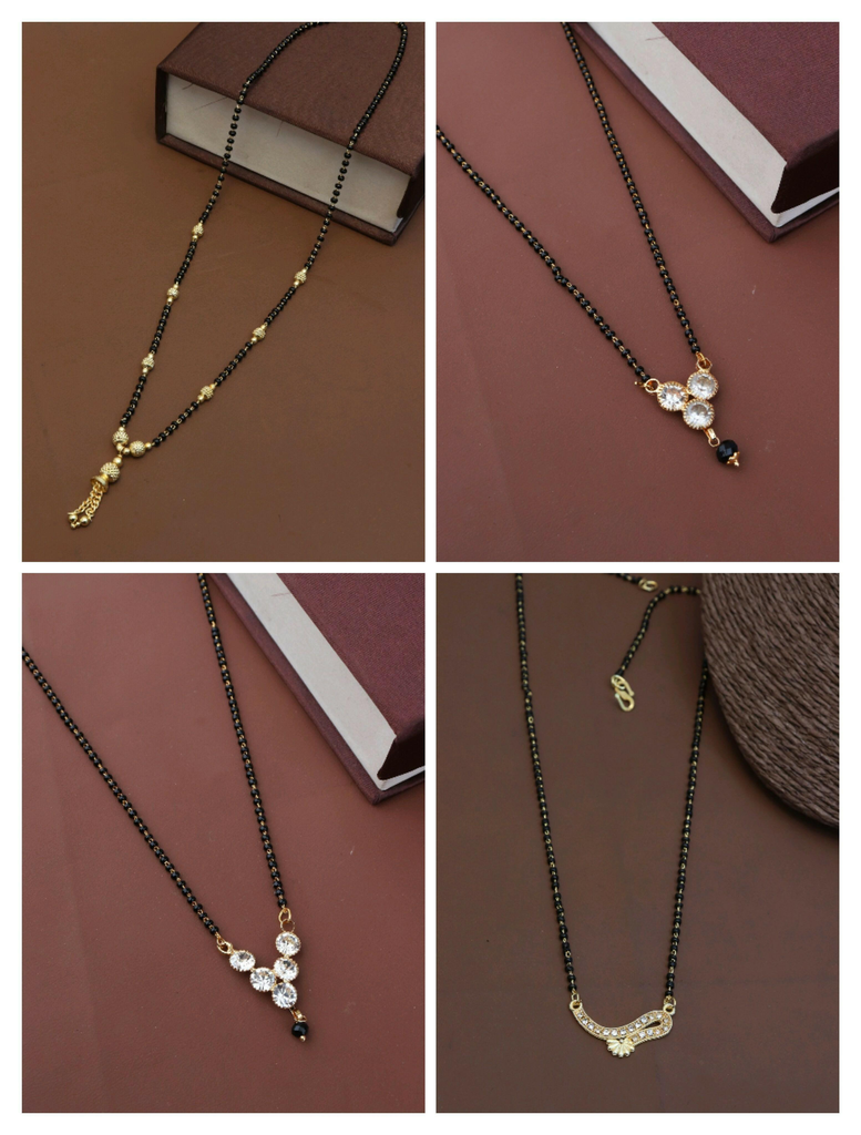 Brandsoon Women's Pride Traditional pack of 4 diamond Gold Plated Alloy Mangalsutra