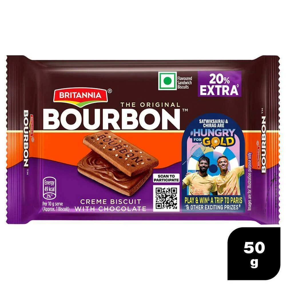 Britannia Bourbon The Original Chocolate Cream Biscuits 50 g