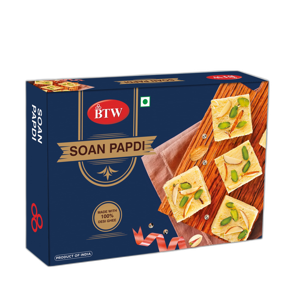 BTW Desi Ghee Special Soan Papdi 400g (Sonpapdi / Son Papdi / Son Papri / Soanpapdi | Indian Mithai / Festive Sweets Gift Pack / Box | Diwali Sweet Gifts)