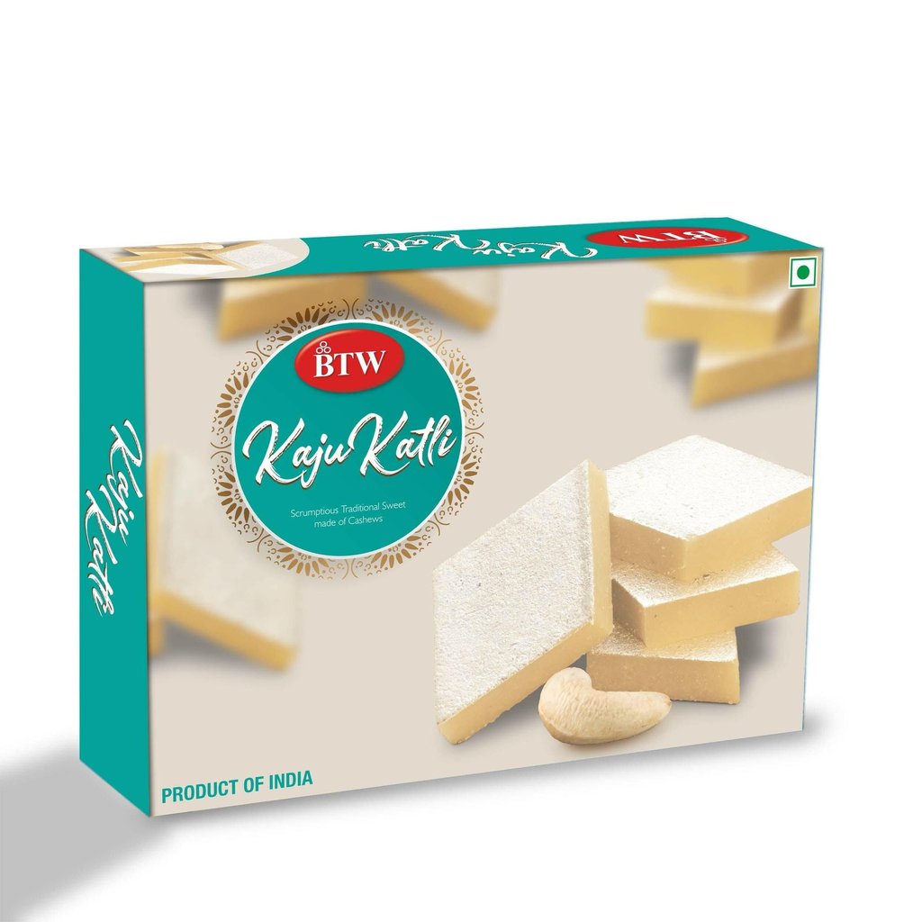 BTW Kaju Katli 200g (Kaju Barfi / Kaju Burfi | Indian Mithai / Festive Sweets Gift Pack / Box | Diwali Sweet Gifts)