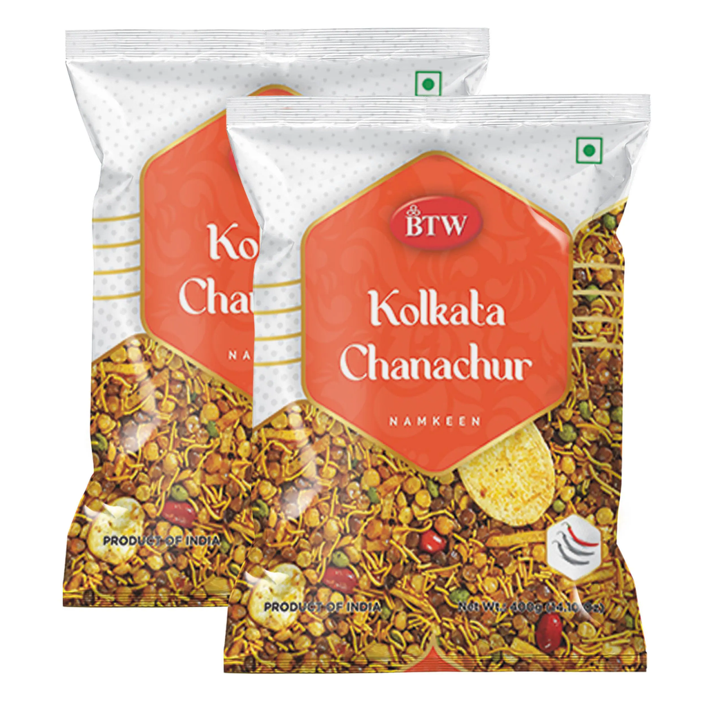 BTW Kolkata Chanachur Namkeen 400g (200g X 2) | Calcutta Classic Namkeen Snack | Spicy Salted Snack