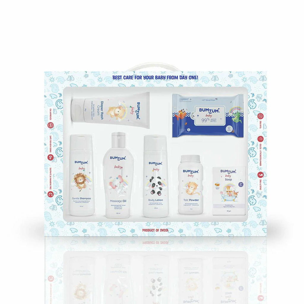 BUMTUM Baby Gift Box 7 Pieces | Skin & Hair Care Products Gift Box | Newborn Baby Essentials | New Born Baby Gifts | Baby Shower Gift | Combo Pack of 1