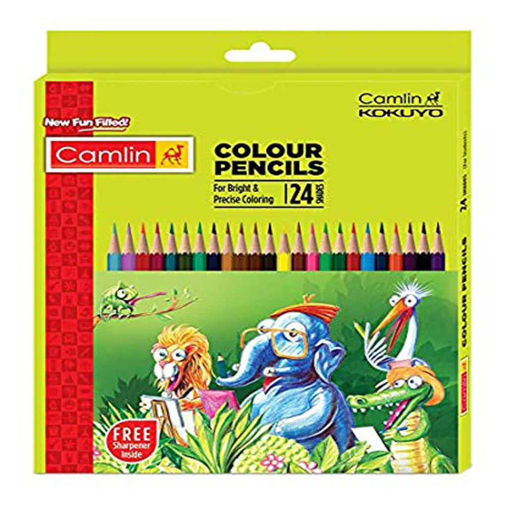 Camlin Color Pencil Set OF 24 Assorted), PACK OF 5