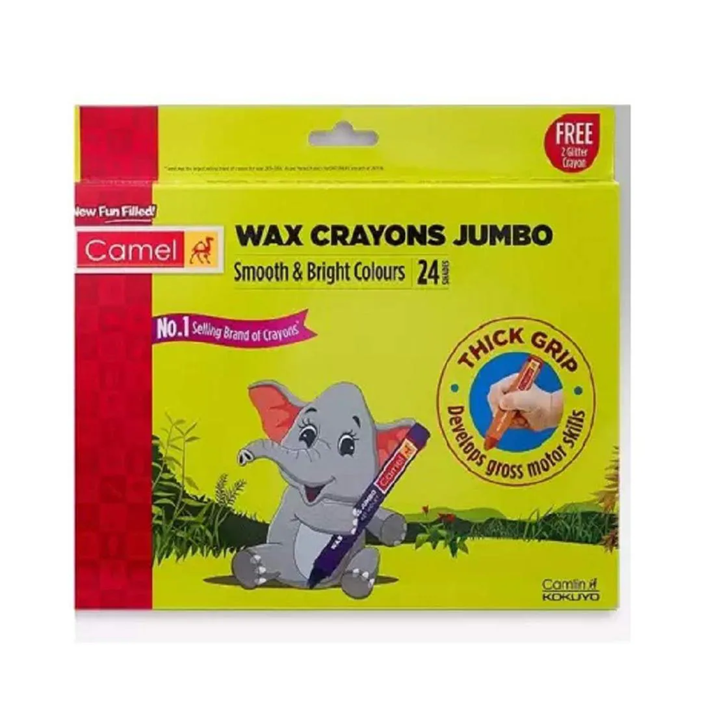 CAMLIN JUMBO WAX CRAYONS 24 SHADES PACK OF 5