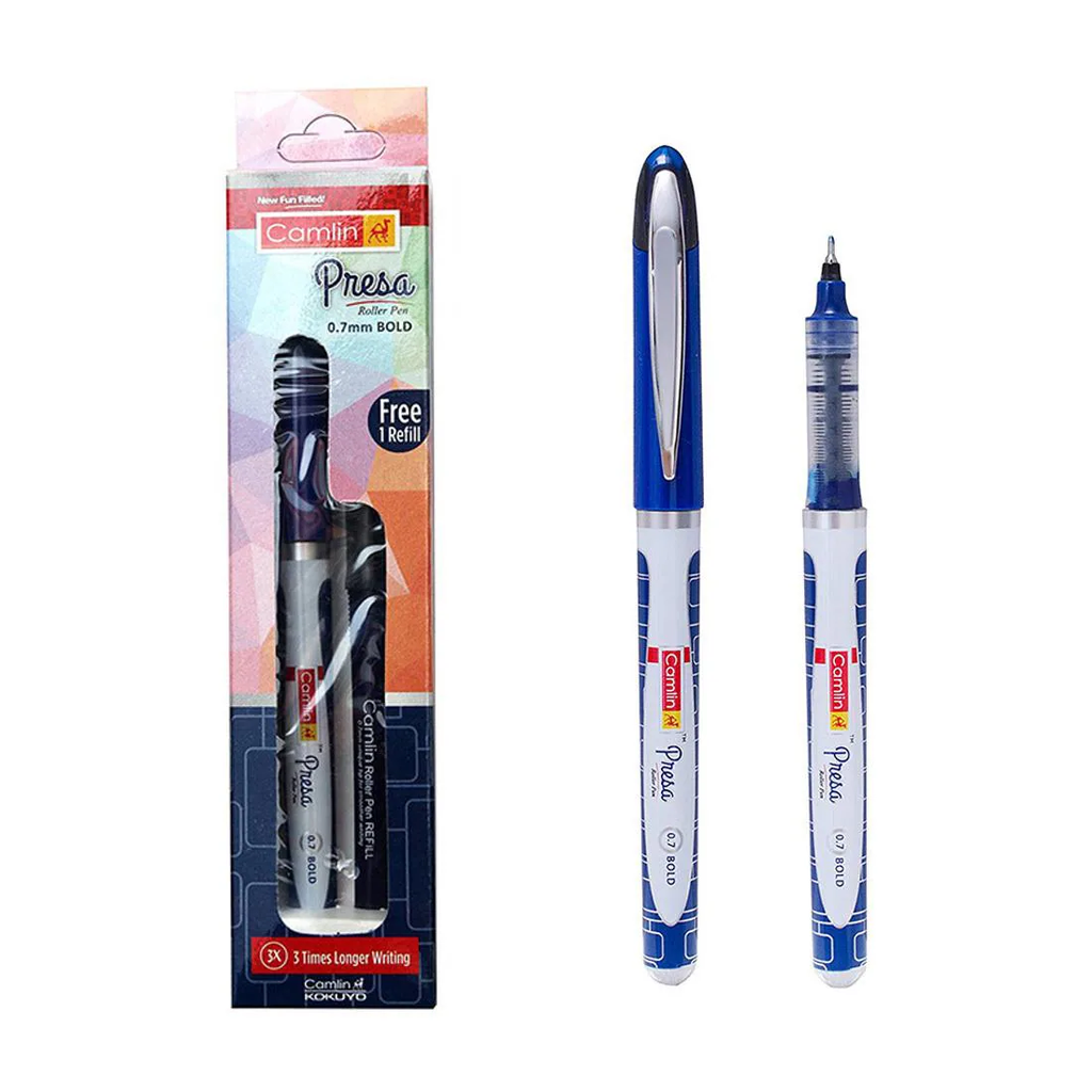 CAMLIN PRESA ROLLER BALL PEN BLUE INK PACK OF 10
