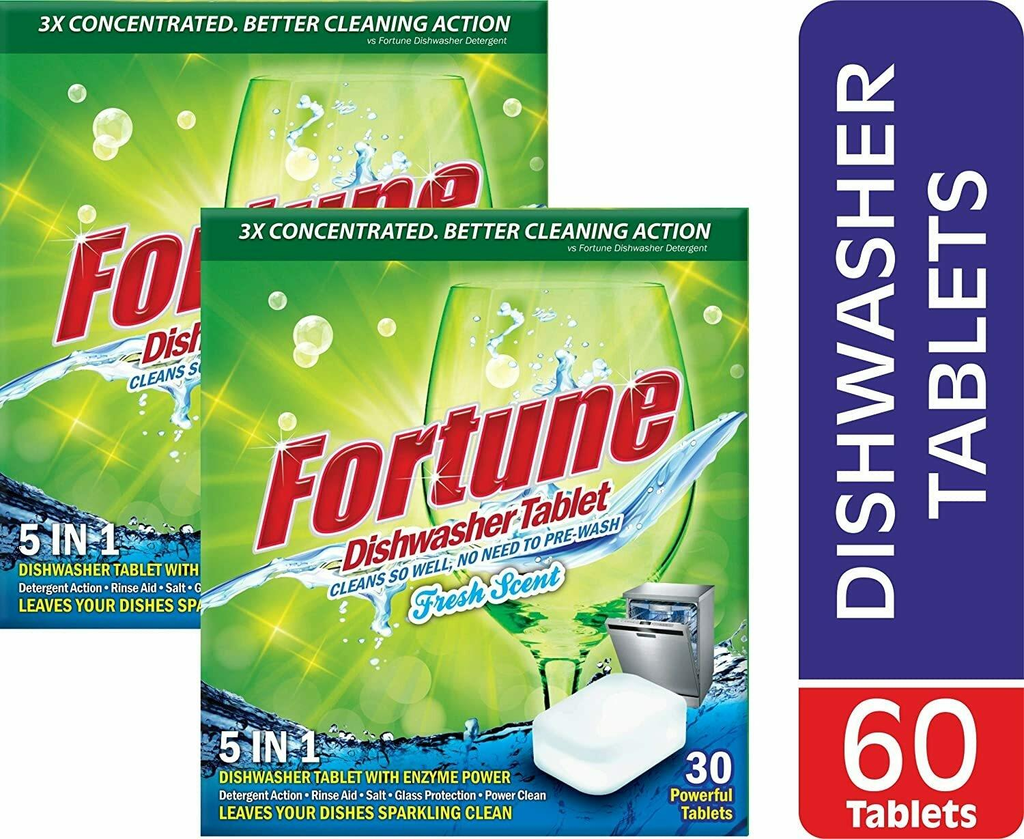 FORTUNE Dishwasher Tablets, 5 in 1 Action, Fresh Scent, 90 Count (90.00)