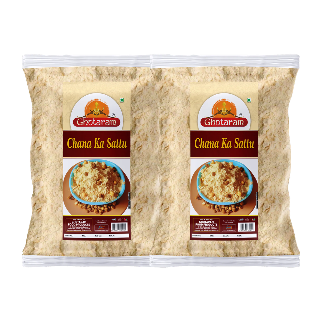 Ghotaram GFP Bihar Chana Sattu Powder | Fiber-Rich Sattu| High Protein Diet Food & Drink|Chana Sattu||100% Channa Sattu Roasted Gram Atta Flour|Sattu Drink Powder-480g(pac 2x 240g)