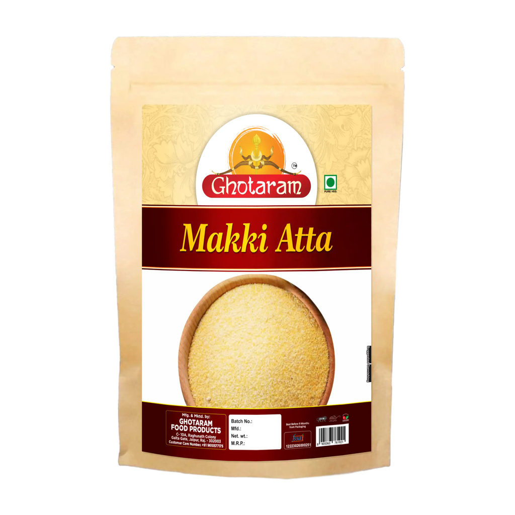 Ghotaram Rajasthani Organic Maize (Makk Atta) / Corn Gluten Free Makka Flour / Atta | Freshly Milled in Small batches | Gluten Free Makki Flour Naturally | Ethnic Indian Recipe-980g(980g*1Pkt)