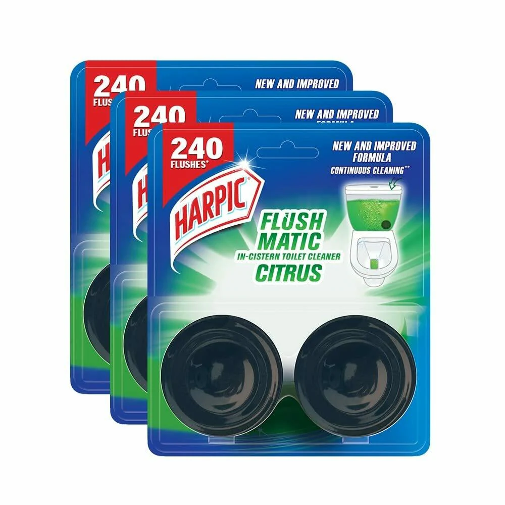Harpic Flushmatic In-Cistern Toilet Cleaner Blocks, Citrus - 100 g (Pack of 3)