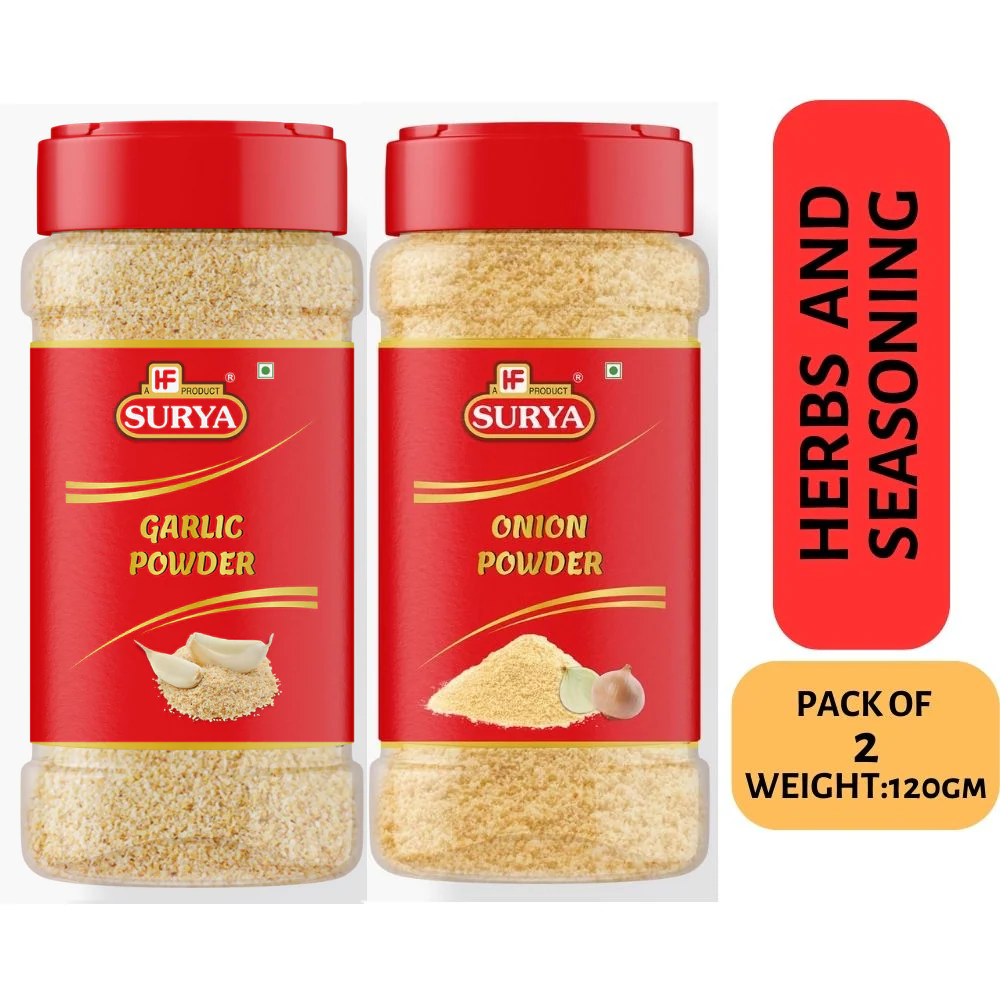 HF,Surya 120g GARLIC POWDER AND ONION POWDER (GARLIC POWDER 70g + ONION POWDER 50g)