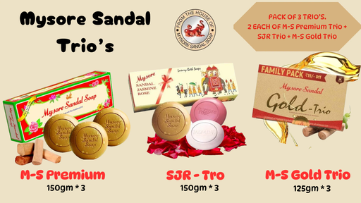 Mysore Sandal Trio Packs (2+2+2)