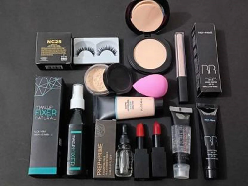 Toroka Women Makeup Kit Combo (Lipstick, False Eyelash, Waterproof Foundation, Face Primer, Fixer, Close Skin Powder)
