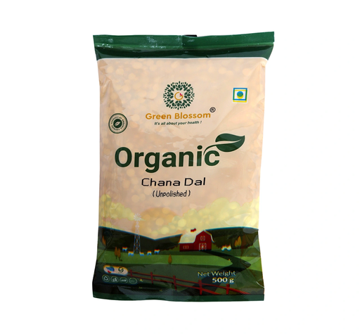 Organic Chana Dal / Split Bengal Gram - 500g (Pack of 1) I Green Blossom